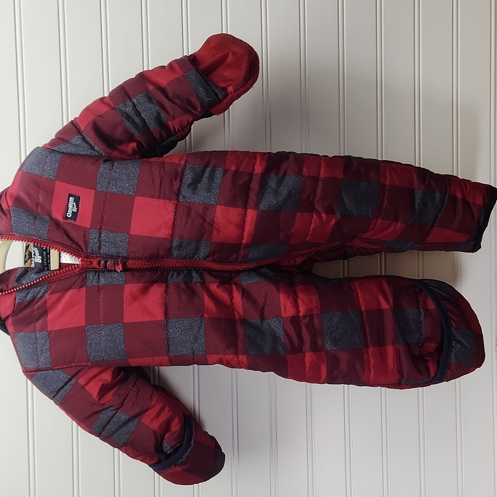 Oshkosh Buffalo Plaid Snowsuit 3/6 Months Winter Outdoors‎ Snow